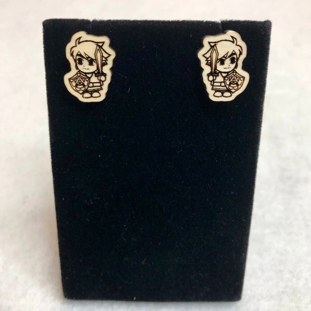 Zelda Toon Link Wooden Stud Earrings